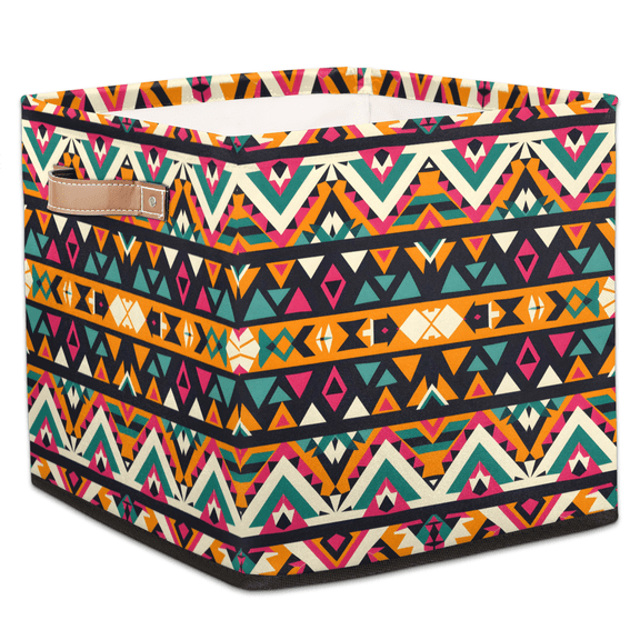 CURLYOOT Aztec Cube Storage Bin, 13 x 13 x 13 Storage Cube Bins for Organizing, Southwestern Native Boho Fabric Foldable Closet Baskets with Handles for Closet, Shelves, Clothes