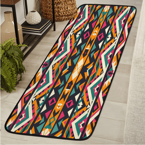 CURLYOOT Aztec Runner Rug 2'x6' Washable Kitchen Runner Rug Indoor Non Slip Laundry Rugs Southwestern Native Boho Floor Carpet for Hallway Kitchen Entryway Bedroom Living Room