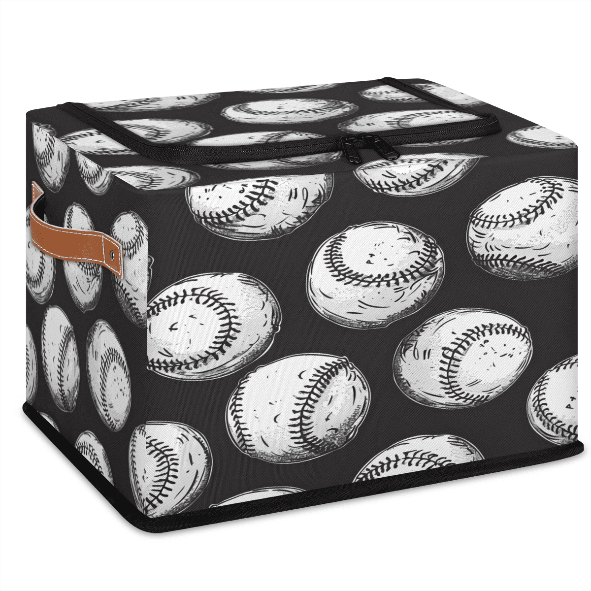 Baseball Storage Trunk CURLYOOT Baseball Storage Bin with Zipper Lid, Foldable Clothes ...