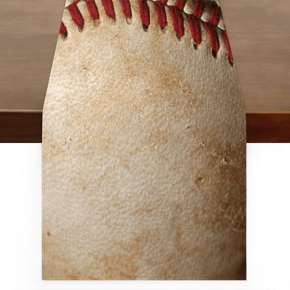 CURLYOOT Baseball Vintage Linen Table Runner 60 Inches Long Kitchen Dining Table Farmhouse Decoration for Home Party Decor 13x60 Inch