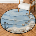 thumbnail image 1 of CURLYOOT Beach Theme 5.2ft Round Rug for Living Room, Large Washable Area Rug, Non Slip Floor Mat Ocean Seashell Indoor Rugs for Bedroom, Dining Room, Offices, Entryway, 1 of 7