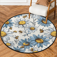 thumbnail image 1 of CURLYOOT Bee 5.2ft Round Rug for Living Room, Large Washable Area Rug, Non Slip Floor Mat Bumblebee with Flower Printed Indoor Rugs for Bedroom, Dining Room, Offices, Entryway, 1 of 7