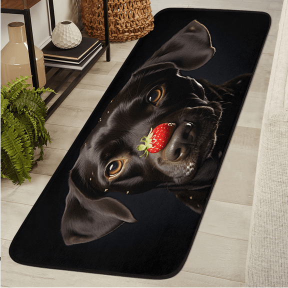 CURLYOOT Black Labrador Runner Rug 2'x6' Washable Kitchen Runner Rug Indoor Non Slip Laundry Rugs Floor Carpet for Hallway Kitchen Entryway Bedroom Living Room