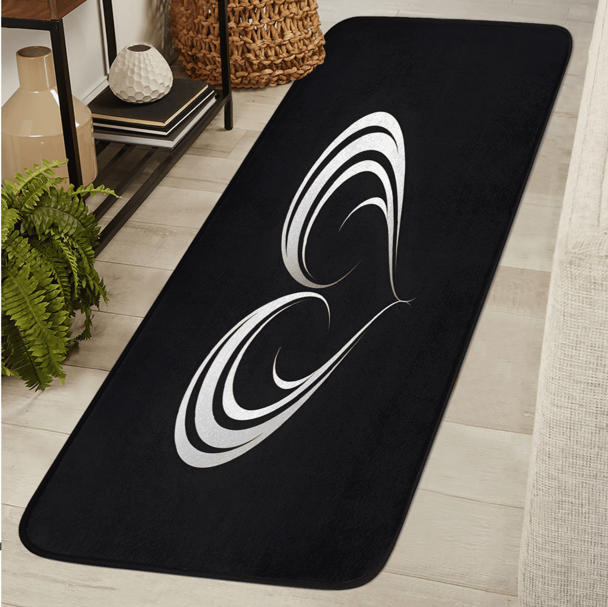 CURLYOOT Black And White Heart Runner Rug 2'x6' Washable Kitchen Runner ...