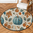 thumbnail image 1 of CURLYOOT Blue Pumpkins Maple Leaves 5.2ft Round Rug for Living Room, Large Washable Area Rug, Non Slip Floor Mat Indoor Rugs for Bedroom, Dining Room, Offices, Entryway, 1 of 6