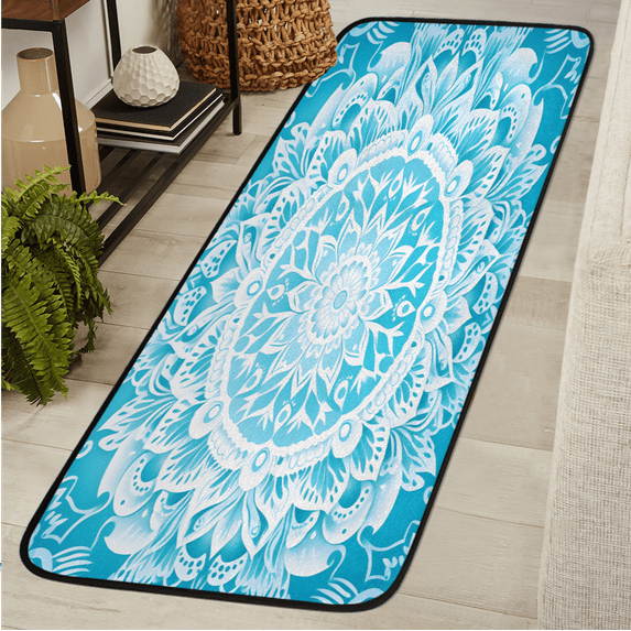 CURLYOOT Bohemian Runner Rug 2'x6' Washable Kitchen Runner Rug Indoor Non Slip Laundry Rugs Flower Floor Carpet for Hallway Kitchen Entryway Bedroom Living Room