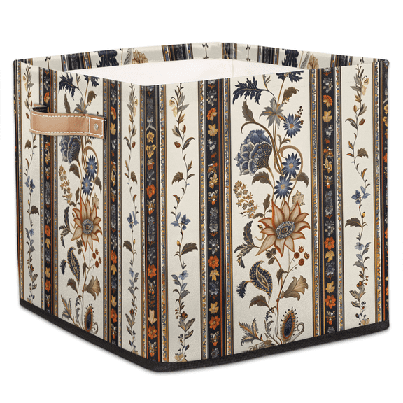 CURLYOOT Boho Aztec Cube Storage Bin, 13 x 13 x 13 Storage Cube Bins for Organizing, Western Geometric Fabric Foldable Baskets with Handles for Closet, Shelves, Clothes