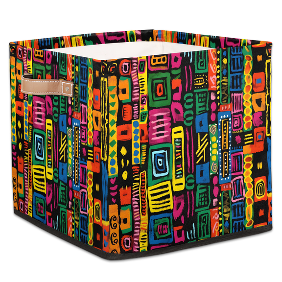 CURLYOOT Boho Cube Storage Bin, 13 x 13 x 13 Storage Cube Bins for Organizing, Aztec Western Bohemian Fabric Foldable Closet Baskets with Handles for Closet, Shelves, Clothes