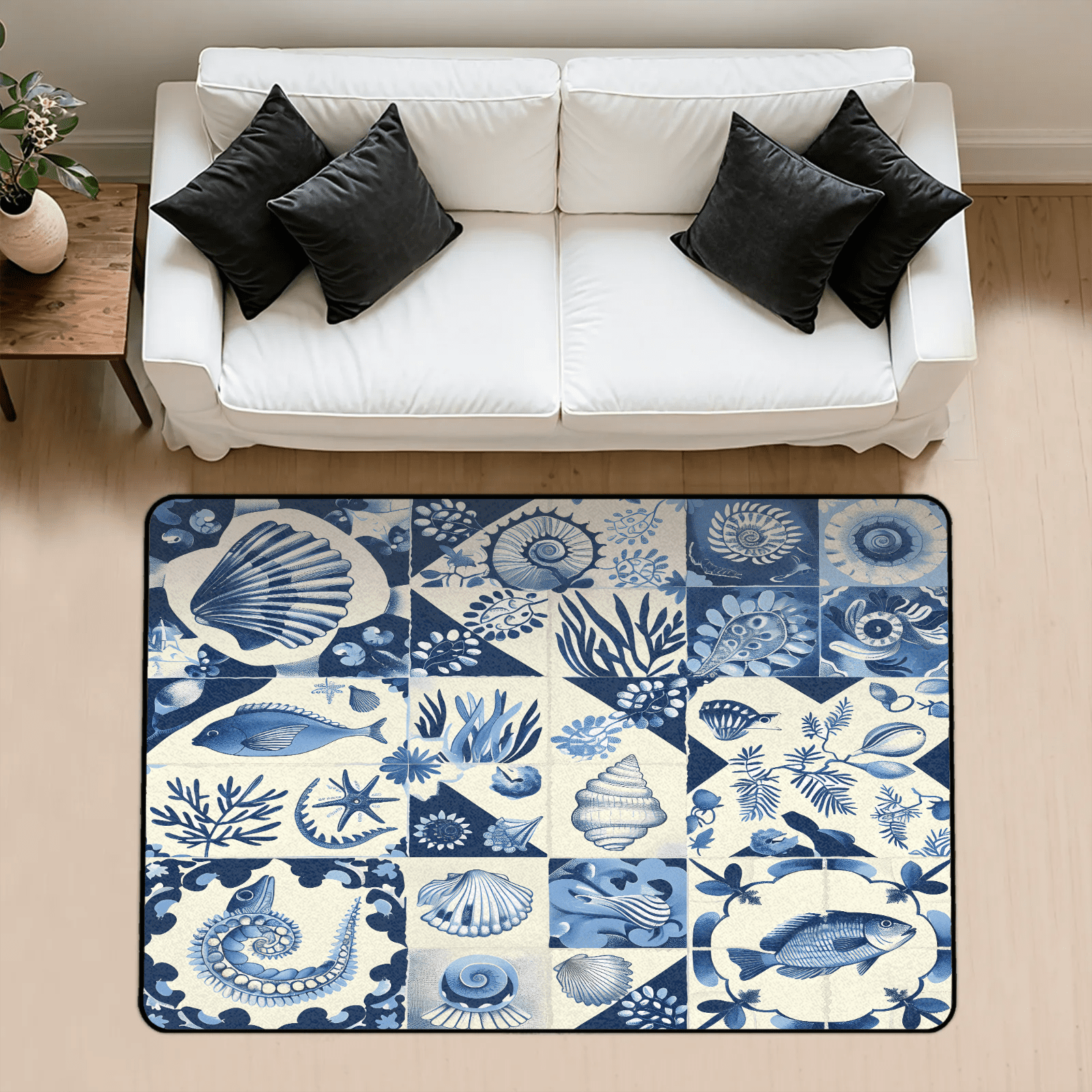 Ocean Theme Rug CURLYOOT Boho Ocean Theme Area Rug 3x5 Ft Rugs for Entryway Entrance ...