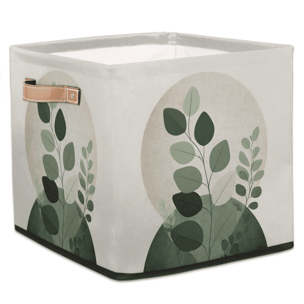 CURLYOOT Boho Sage Green Spring Botanical Cube Storage Bin, 13 x 13 x ...