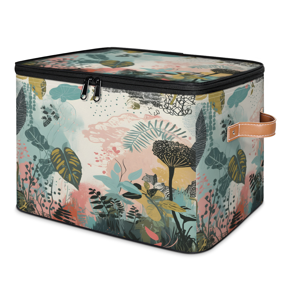 CURLYOOT Boho Tropical Plant Leaf Storage Bins with Lid, Decorative ...