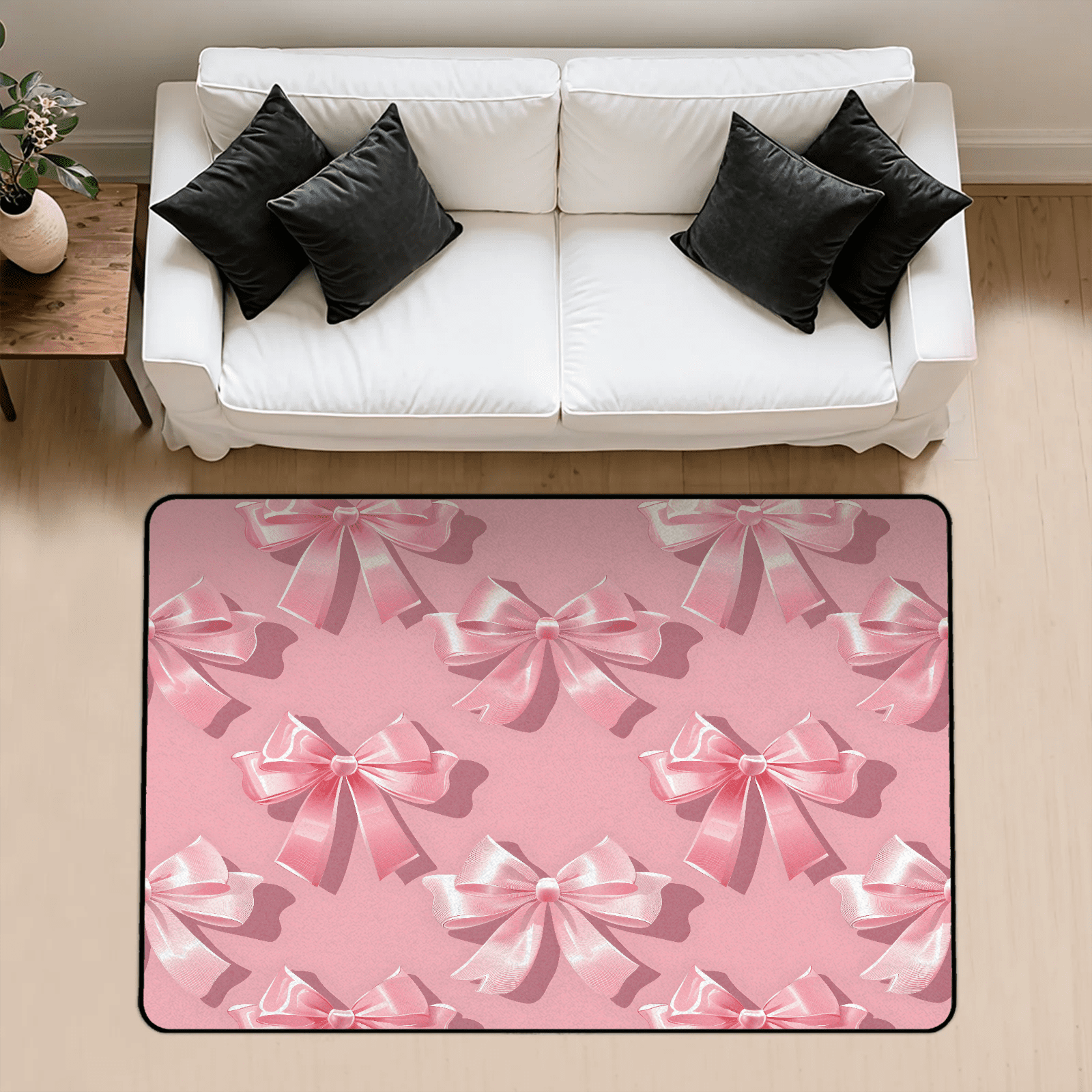 CURLYOOT Bow Rug for Living Room Bedroom, 4x6 Ft Washable Area Rug, Non ...