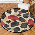 thumbnail image 1 of CURLYOOT Brown Black Animal Print 5.2ft Round Rug for Living Room, Large Washable Area Rug, Non Slip Floor Mat Indoor Rugs for Bedroom, Dining Room, Offices, Entryway, 1 of 7