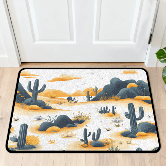 CURLYOOT Cactus Indoor Doormat, Non-Slip Absorbent Door Mat 24" x 16", Tropical Plant Entrance Floor Mat Washable Entry Doormats for Entryway Front Back Door
