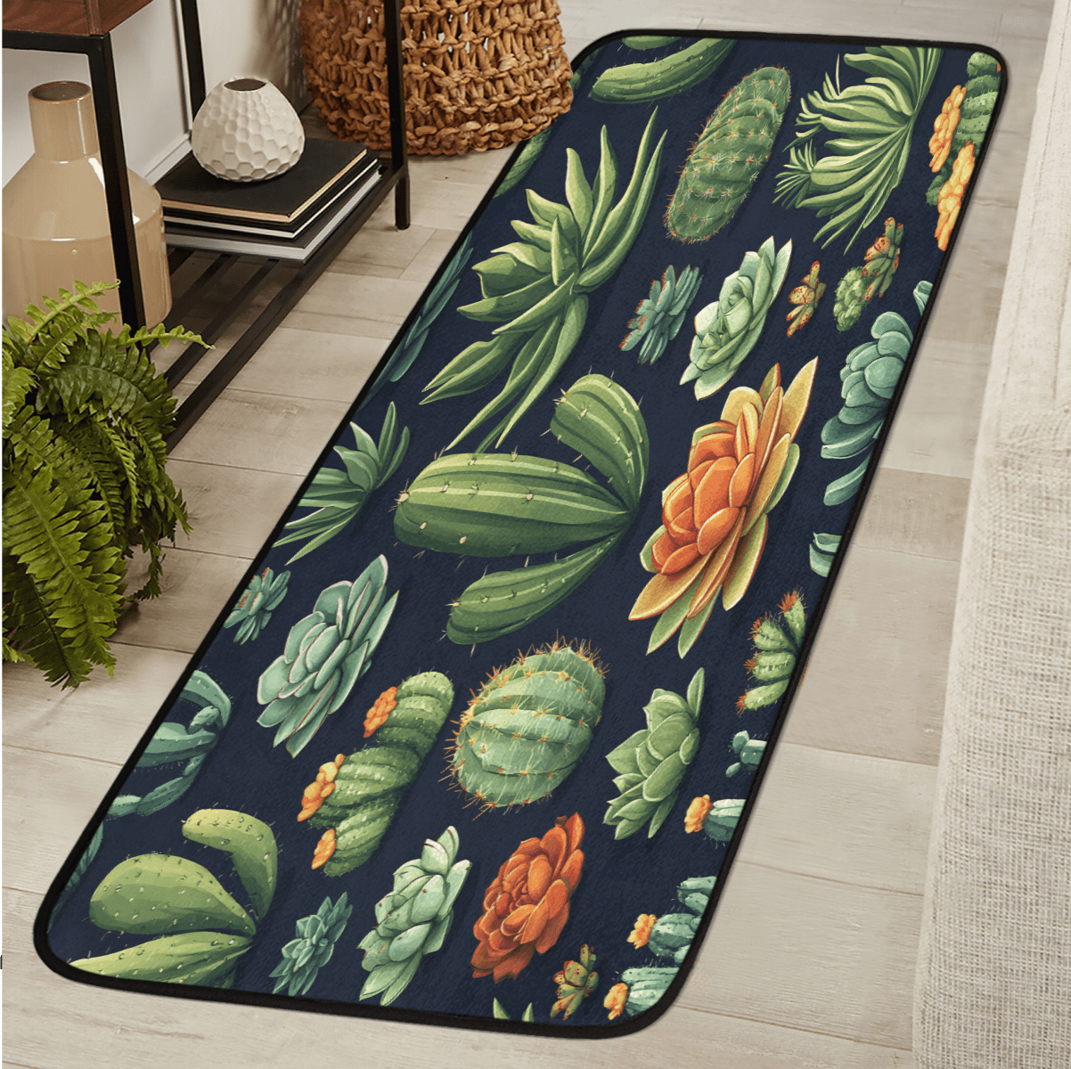 CURLYOOT Cactus Plant Runner Rug 2'x6' Washable Kitchen Runner Rug ...