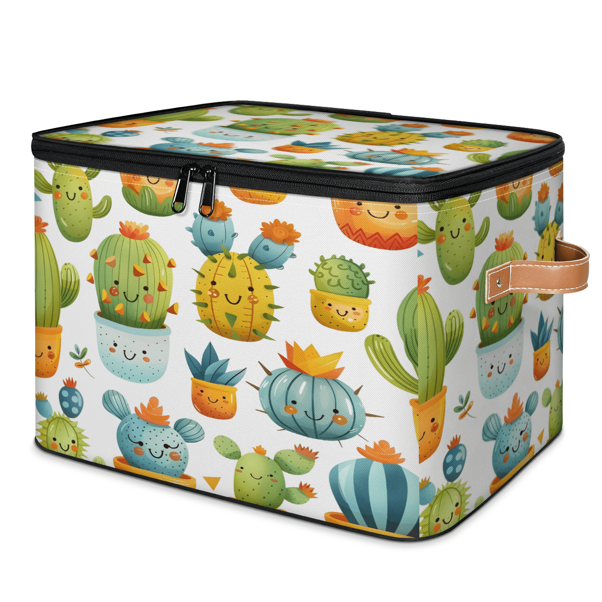 CURLYOOT Cactus Storage Bins with Zipper Lid Fabric Storage Baskets ...