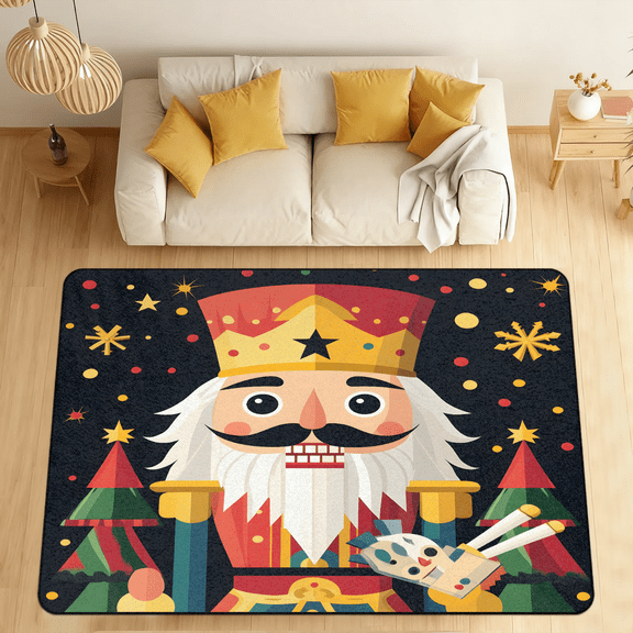 CURLYOOT Cartoon Cracker Nutcrackers Area Rugs for Living Room Bedroom, 4' 10" x 6' 8" Washable Rug, Floor Carpet with Non Slip Backing for Dining Room Indoor