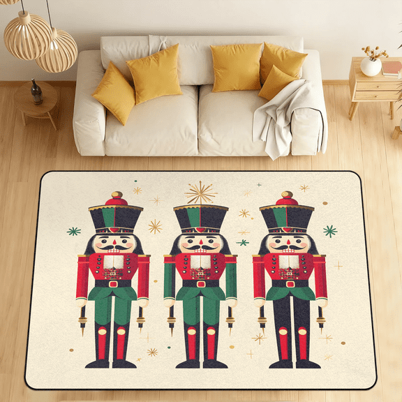CURLYOOT Cartoon Cracker Nutcrackers Crown Drum Area Rugs 5'x7' Washable Rug Large Living Room Rug Non Slip Indoor Floor Carpet for Dining Room Bedroom Home
