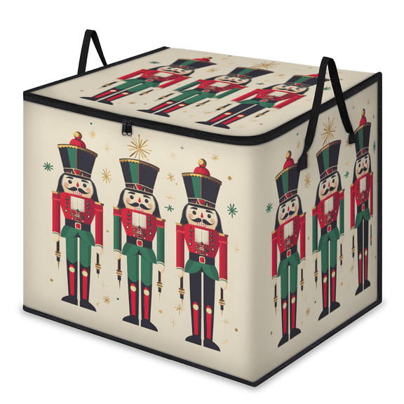 CURLYOOT Cartoon Cracker Nutcrackers Crown Drum Large Storage Bag, Clothes Storage Bin Foldable Closet Organizer with Handle, Fabric Storage Containers for Clothing, Blanket, Comforter, Bedding