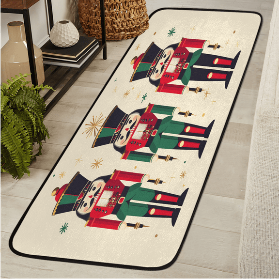 CURLYOOT Cartoon Cracker Nutcrackers Crown Drum Runner Rug 2'x6' Washable Kitchen Runner Rug Indoor Non Slip Laundry Rugs Floor Carpet for Hallway Kitchen Entryway Bedroom Living Room