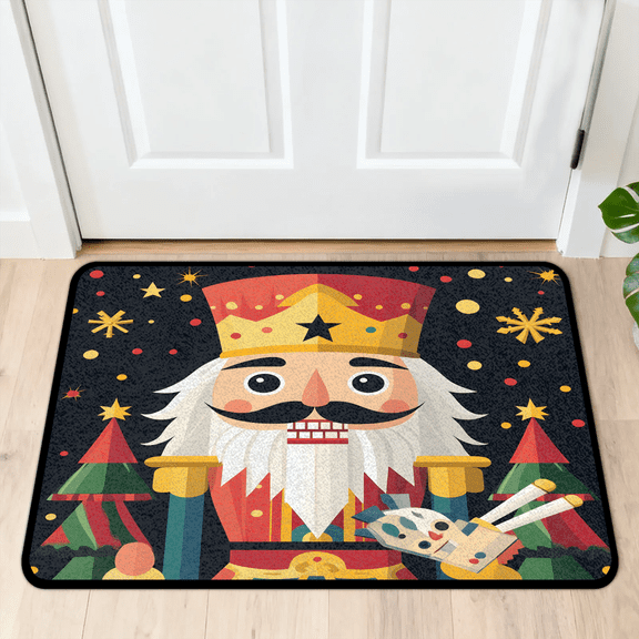 CURLYOOT Cartoon Cracker Nutcrackers Front Door Mat, Washable Non-Slip Door Mat, Indoor Outdoor Floor Mats Absorbent Welcome Doormat for Entrance 20" x 30"