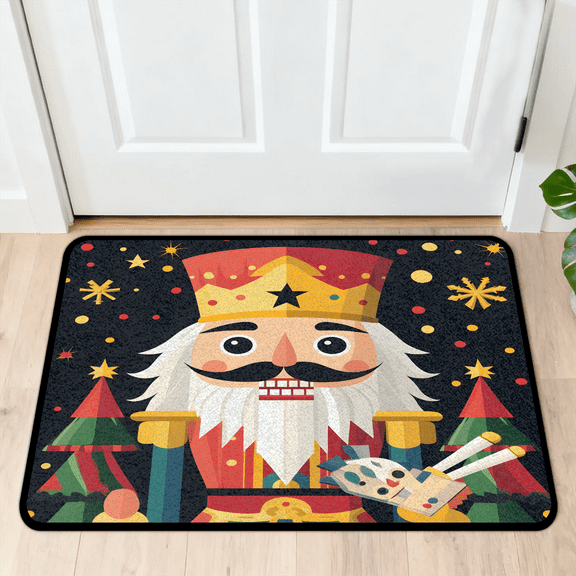 CURLYOOT Cartoon Cracker Nutcrackers Indoor Doormat, Non-Slip Absorbent Door Mat 24" x 16", Entrance Floor Mat Washable Entry Doormats for Entryway Front Back Door