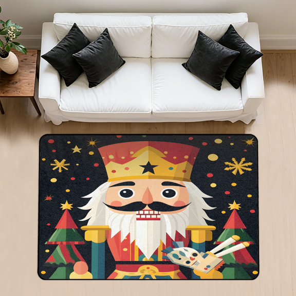 CURLYOOT Cartoon Cracker Nutcrackers Rug for Living Room Bedroom, 4x6 Ft Washable Area Rug, Non Slip Rugs for Entryway, Large Carpet for Indoor Dining Room