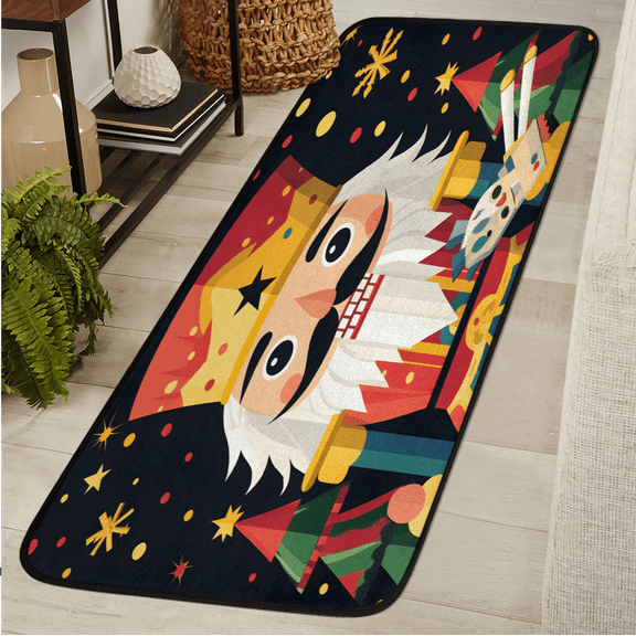 CURLYOOT Cartoon Cracker Nutcrackers Runner Rug 2'x6' Washable Kitchen Runner Rug Indoor Non Slip Laundry Rugs Floor Carpet for Hallway Kitchen Entryway Bedroom Living Room