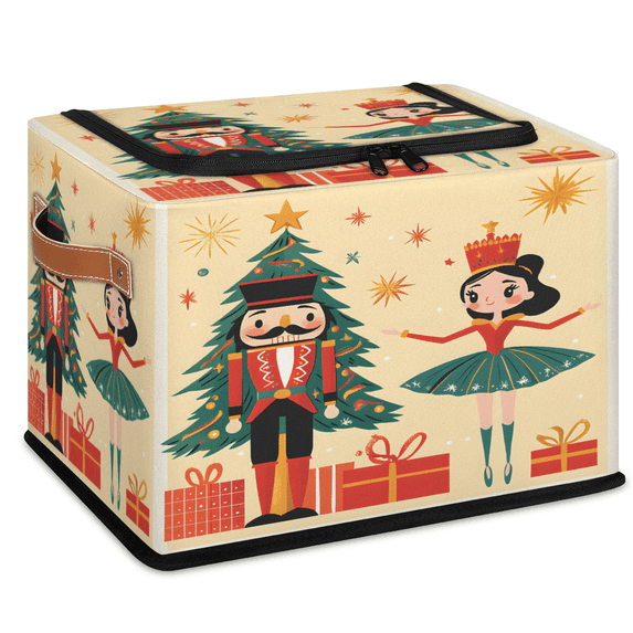 CURLYOOT Cartoon Holiday Nutcrackers Storage Bin with Zipper Lid ...
