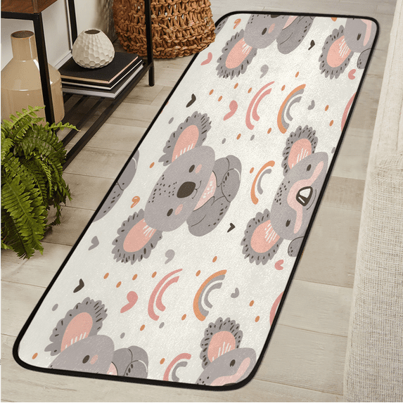 CURLYOOT Cartoon Koala Runner Rug 2'x6' Washable Kitchen Runner Rug Indoor Non Slip Laundry Rugs koala Floor Carpet for Hallway Kitchen Entryway Bedroom Living Room