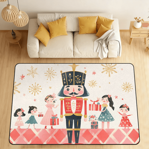 CURLYOOT Cartoon Nutcrackers Area Rugs for Living Room Bedroom, 4' 10" x 6' 8" Washable Rug, Floor Carpet with Non Slip Backing for Dining Room Indoor