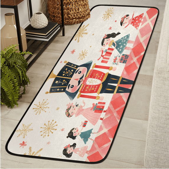 CURLYOOT Cartoon Nutcrackers Runner Rug 2'x6' Washable Kitchen Runner Rug Indoor Non Slip Laundry Rugs Floor Carpet for Hallway Kitchen Entryway Bedroom Living Room