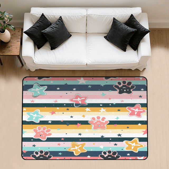 CURLYOOT Cartoon Paw Print Area Rug 3x5 Ft Rugs for Entryway Entrance ...