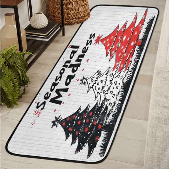 CURLYOOT Cartoon Pine Runner Rug 2'x6' Washable Kitchen Runner Rug Indoor Non Slip Laundry Rugs Floor Carpet for Hallway Kitchen Entryway Bedroom Living Room