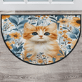 thumbnail image 1 of CURLYOOT Cat Flower Half Round Door Mat, Indoor Outdoor Entrance Rug, Farmhouse Semi Circular Area Rug, Non Slip Washable Absorbent Doormat, Laundry Room Rug 24'' x 36'', 1 of 7
