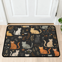 CURLYOOT Cats Indoor Doormat, Non-Slip Absorbent Door Mat 24" x 16", Cat Wildflower Entrance Floor Mat Washable Entry Doormats for Entryway Front Back Door