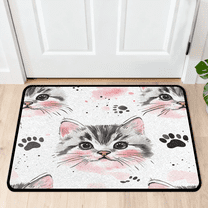 CURLYOOT Cats Indoor Doormat, Non-Slip Absorbent Door Mat 24" x 16", Cute Animal Entrance Floor Mat Washable Entry Doormats for Entryway Front Back Door