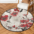 thumbnail image 1 of CURLYOOT Cherry Red Pinks Floral Blossom 5.2ft Round Rug for Living Room, Large Washable Area Rug, Non Slip Floor Mat Indoor Rugs for Bedroom, Dining Room, Offices, Entryway, 1 of 7