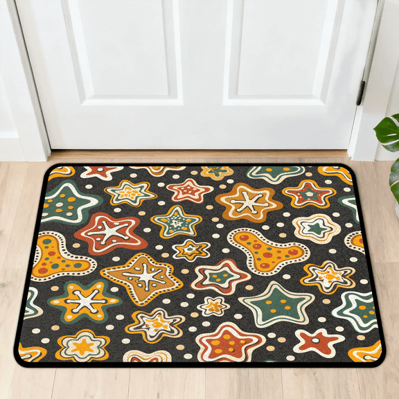 CURLYOOT Christmas Cookies Front Door Mat, Washable Non-Slip Cute Geometric Door Mat, Indoor Outdoor Floor Mats Absorbent Welcome Doormat for Entrance 20" x 30"