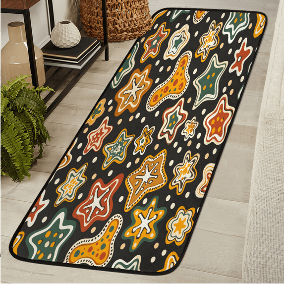 CURLYOOT Christmas Cookies Runner Rug 2'x6' Washable Kitchen Runner Rug Indoor Non Slip Laundry Rugs Cute Geometric Floor Carpet for Hallway Kitchen Entryway Bedroom Living Room