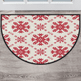 thumbnail image 1 of CURLYOOT Christmas Half Round Door Mat, Indoor Outdoor Entrance Rug, Snowflake Pattern Semi Circular Area Rug, Non Slip Washable Absorbent Doormat, Laundry Room Rug 24'' x 36'', 1 of 7