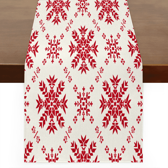 CURLYOOT Christmas Linen Table Runner 60 Inches Long Kitchen Dining Table Farmhouse Decoration for Home Party Decor 13x60 Inch
