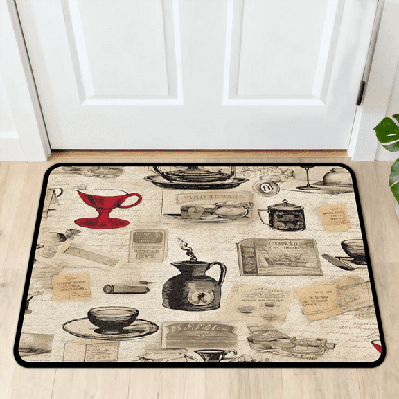 CURLYOOT Coffee Front Door Mat, Washable Non-Slip Door Mat, Indoor Outdoor Floor Mats Absorbent Welcome Doormat for Entrance 20" x 30"