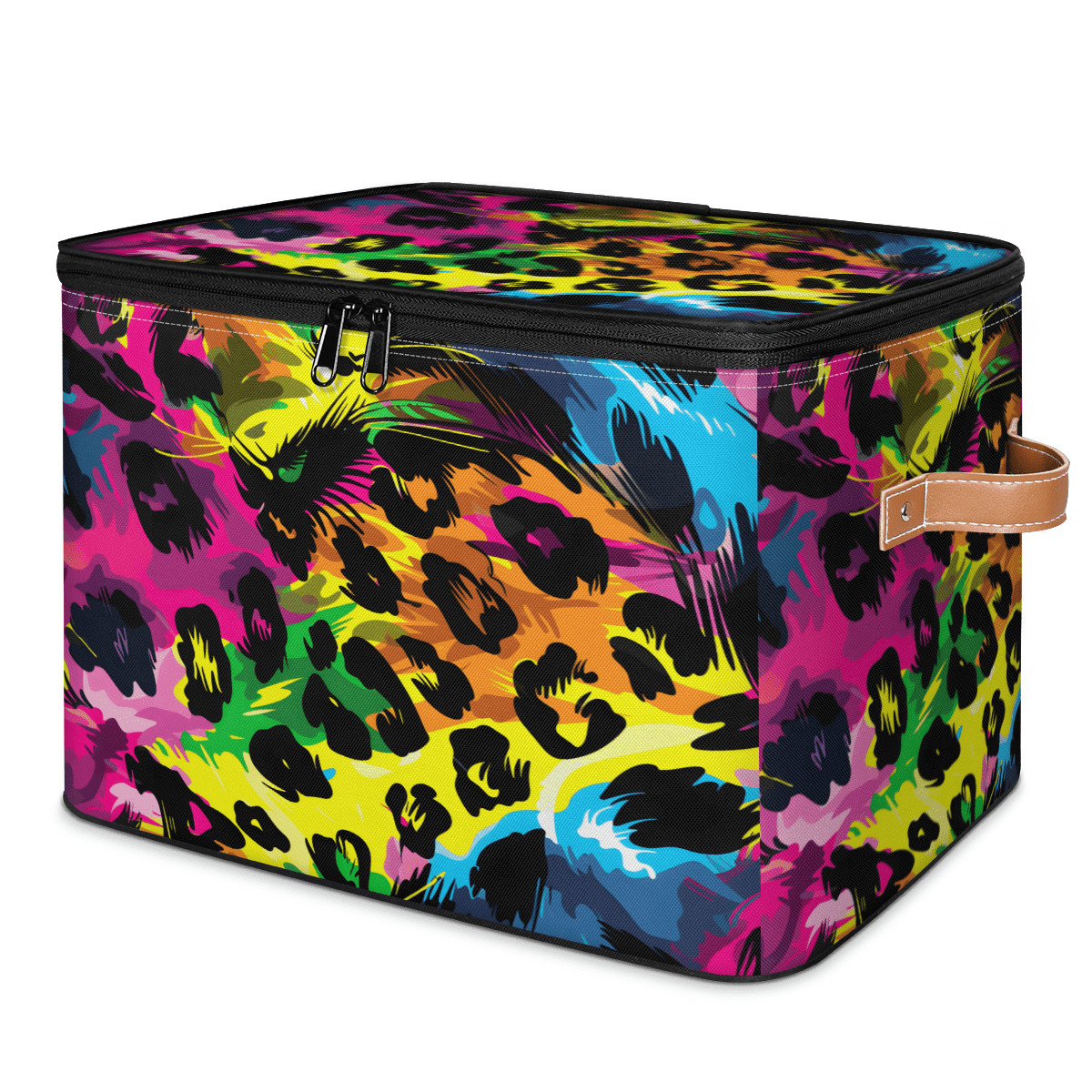 CURLYOOT Colorful Leopard Print Storage Bins with Lid, Decorative ...