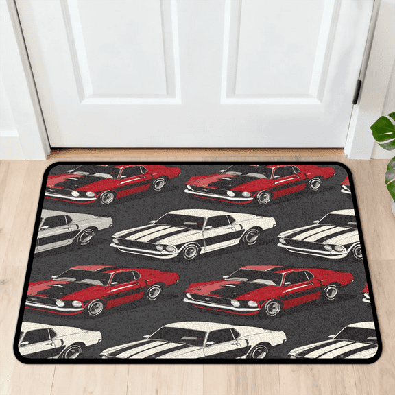 CURLYOOT Cool Cars Front Door Mat, Washable Non-Slip Door Mat, Indoor Outdoor Floor Mats Absorbent Welcome Doormat for Entrance 20" x 30"