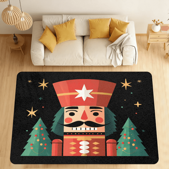 CURLYOOT Cool Cracker Nutcrackers Area Rugs 5'x7' Washable Rug Large Living Room Rug Non Slip Indoor Floor Carpet for Dining Room Bedroom Home