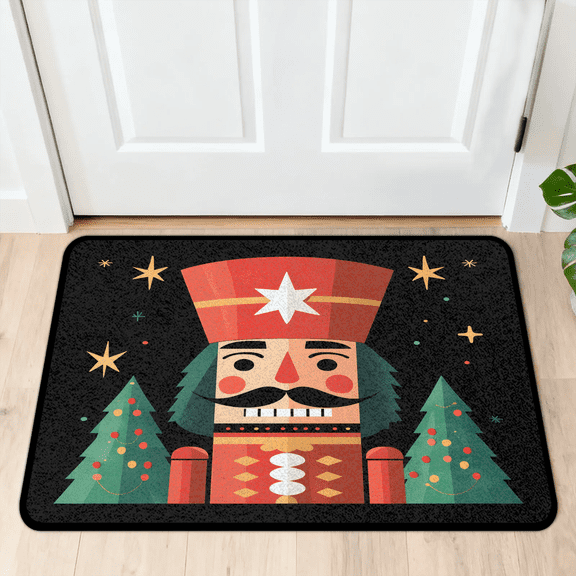 CURLYOOT Cool Cracker Nutcrackers Front Door Mat, Washable Non-Slip Door Mat, Indoor Outdoor Floor Mats Absorbent Welcome Doormat for Entrance 20" x 30"