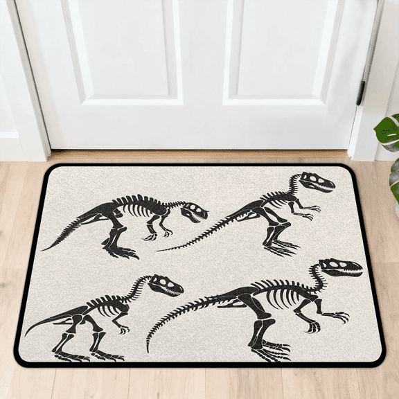 CURLYOOT Cool Dinosaur Skull Front Door Mat, Washable Non-Slip Door Mat, Indoor Outdoor Floor Mats Absorbent Welcome Doormat for Entrance 20" x 30"