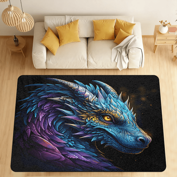CURLYOOT Cool Dragon Area Rugs 5'x7' Washable Rug Large Living Room Rug Non Slip Indoor Floor Carpet for Dining Room Bedroom Home