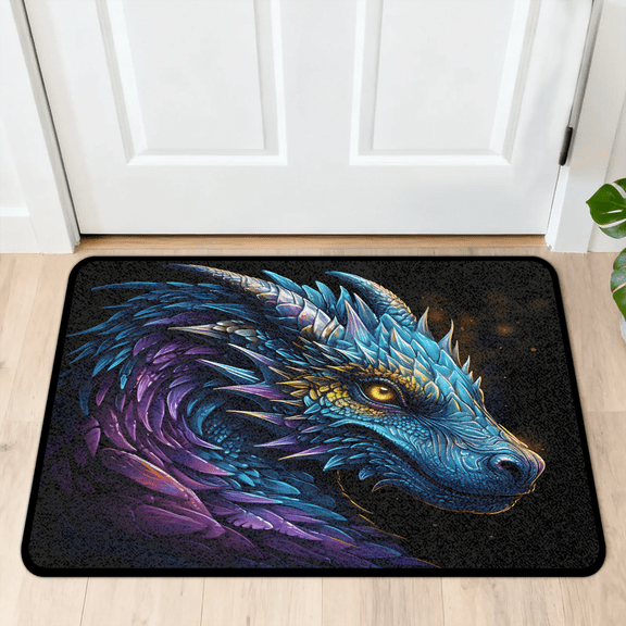 CURLYOOT Cool Dragon Front Door Mat, Washable Non-Slip Door Mat, Indoor Outdoor Floor Mats Absorbent Welcome Doormat for Entrance 20" x 30"